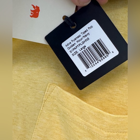 The Normal Brand NWT men’s size large polo shirt golden yellow and navy - Picture 4 of 9